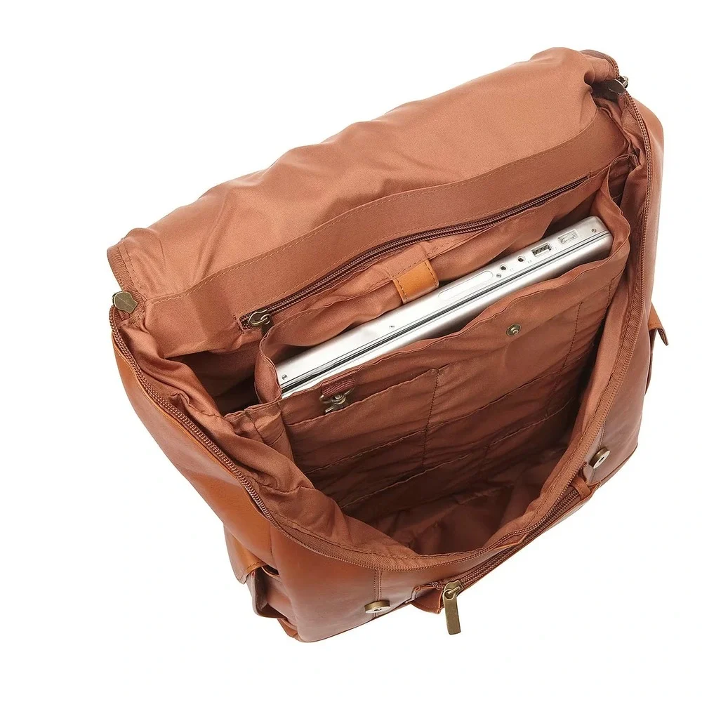 Charlie's Leather Dante XL‎ Laptop Flap Back Pack Leather Distressed Travel READ